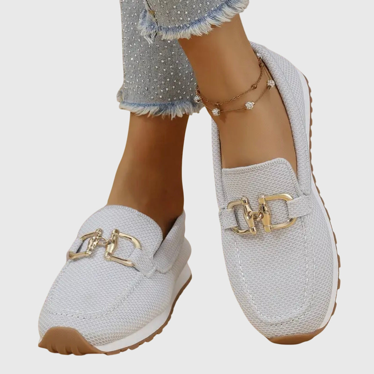 Mocassins à empiècement métallique pour femmes