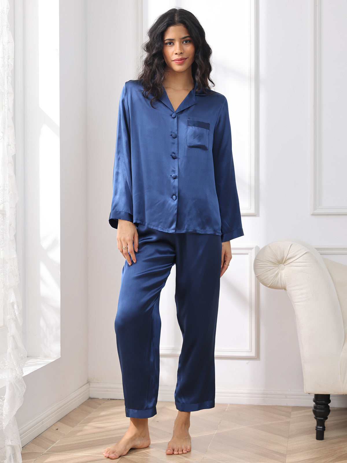 Pyjama pour Femme avec Chemise À Boutons | Idéal pour La Nuit Et La Détente À La Maison