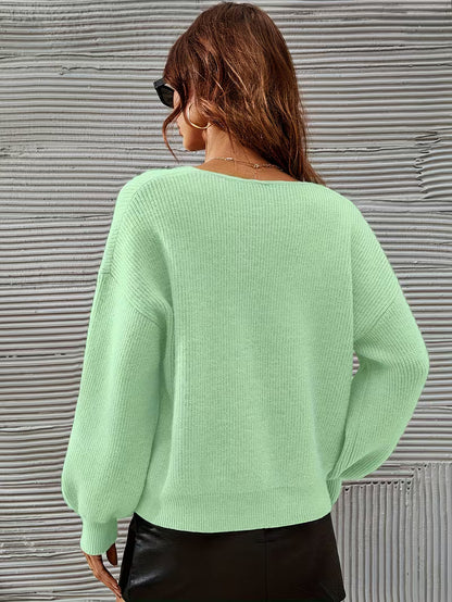 Pull À Col V Avec Coupe Ample Et Épaules Tombantes Pour Femme | Idéal Pour Toutes Les Saisons
