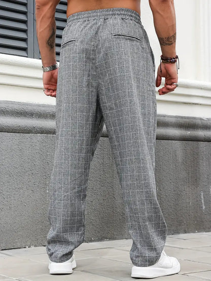 Pantalon à Motif avec Taille Élastique et Cordon pour Homme | Idéal pour un Usage Quotidien