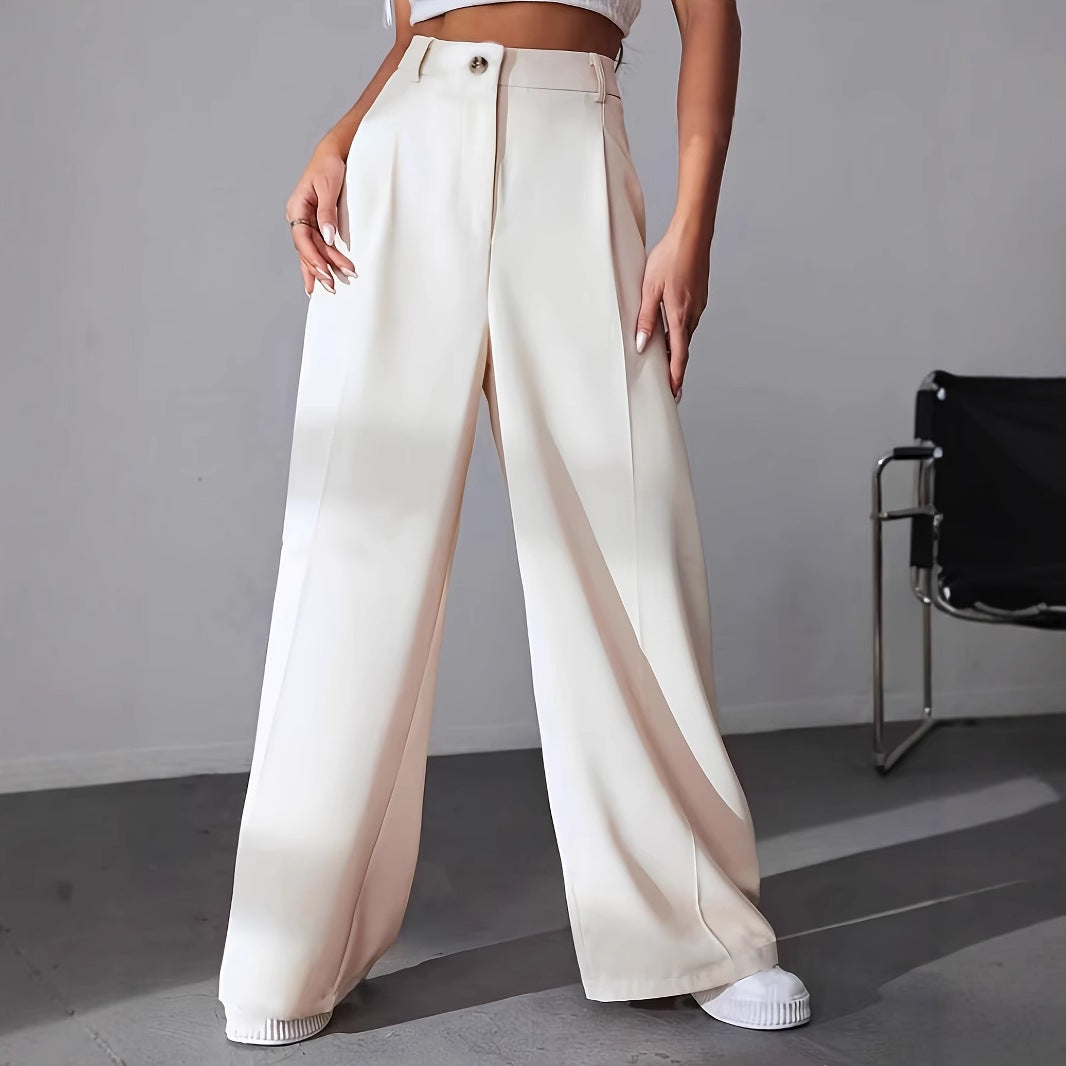 Pantalon Large Taille Haute Avec Coupe Droite Pour Femme | Idéal Pour Travail Et Usage Quotidien