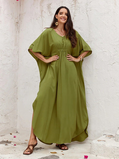 Robe Maxi Kaftan Blanche pour Femme | Idéale pour l'Été