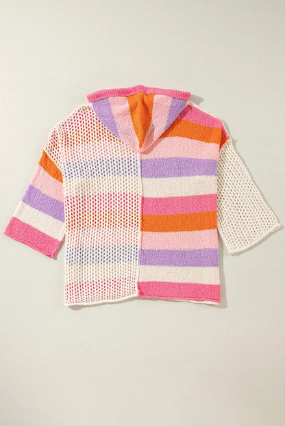 Pull À Capuche avec Motif Rayé Et Coupe Asymétrique pour Femmes | Idéal pour La Mi-Saison