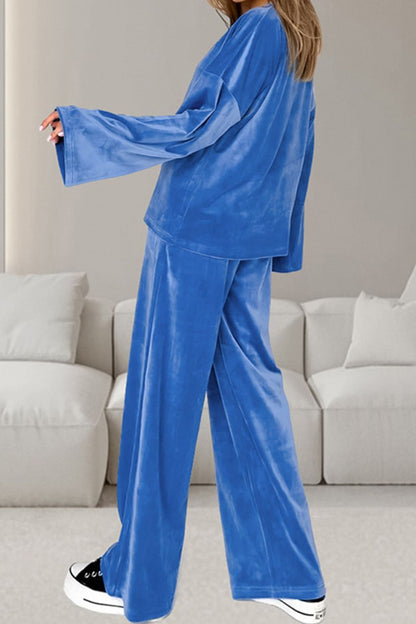 Ensemble Deux Pièces avec Haut à Manches Longues Col Rond et Pantalon à Cordon pour Femme | Idéal pour un Usage Quotidien