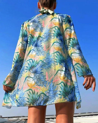 Bikini Taille Haute avec Motif Tropical pour Femmes | Idéal pour l’Été