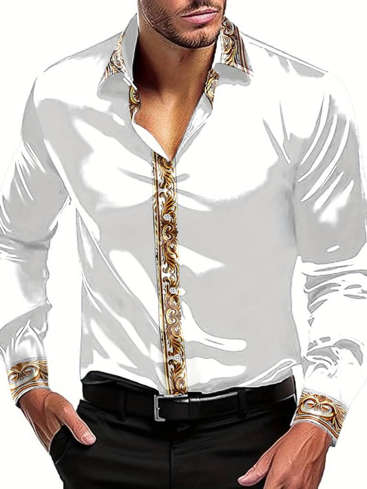 Chemise Patchwork À Manches Longues Avec Détails Contrastés Pour Homme | Idéale Pour Les Occasions En Soirée Et Semi-Formelles