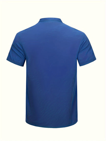 Chemise col montant coupe droite pour hommes