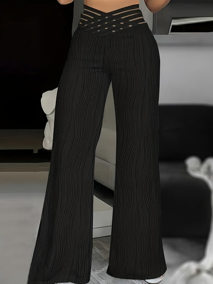 Pantalon Évasé à Taille Haute Croisée pour Femme | Idéal pour la Saison Été