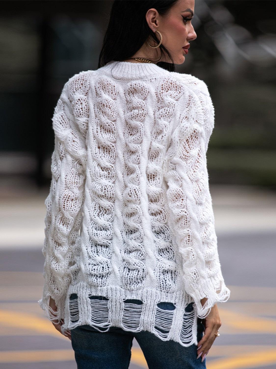 Pull À Tricot Ouvert Avec Coupe Oversize Et Finitions Effilochées Pour Femmes | Idéal Pour Tenues Quotidiennes
