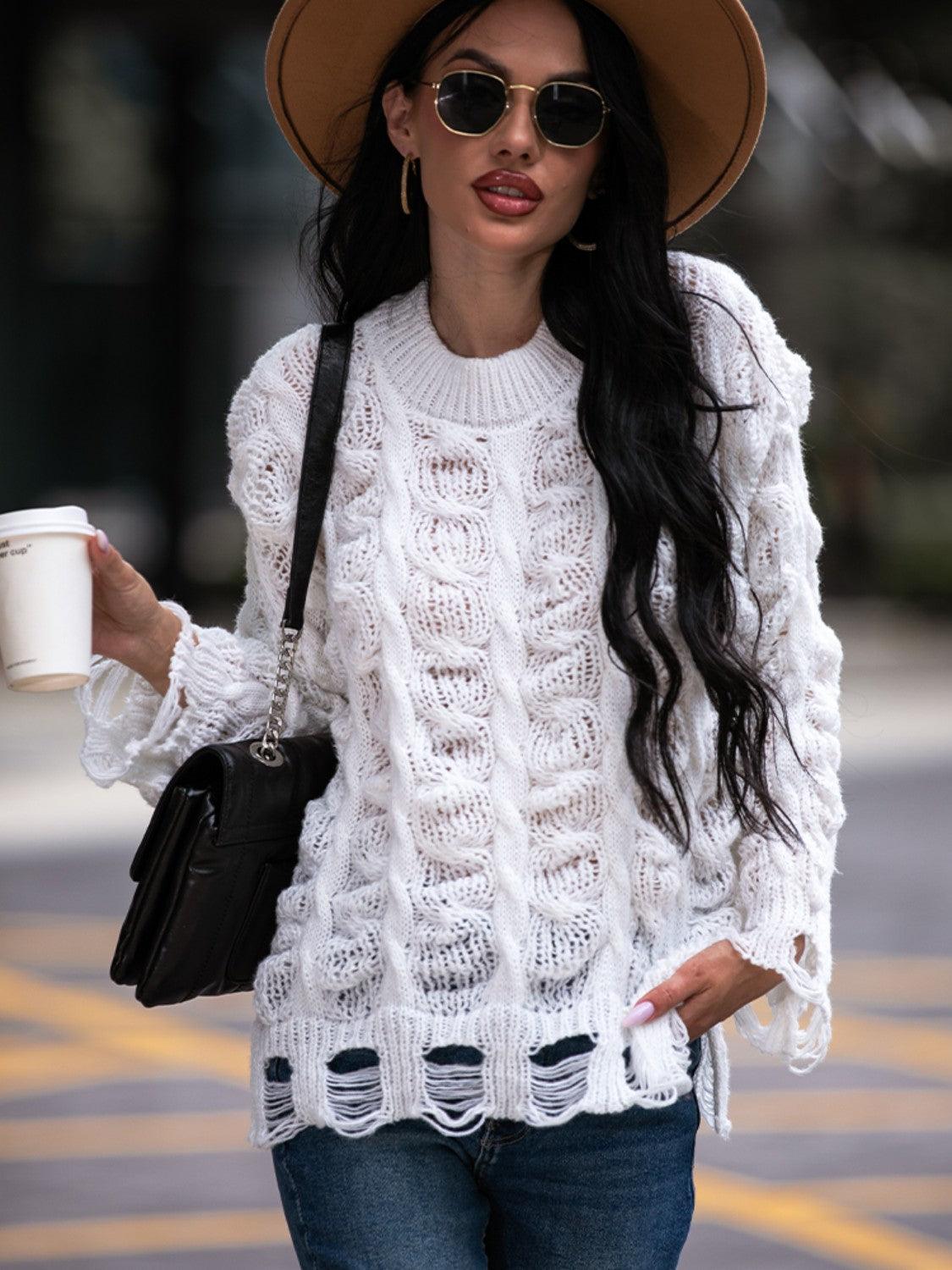 Pull À Tricot Ouvert Avec Coupe Oversize Et Finitions Effilochées Pour Femmes | Idéal Pour Tenues Quotidiennes
