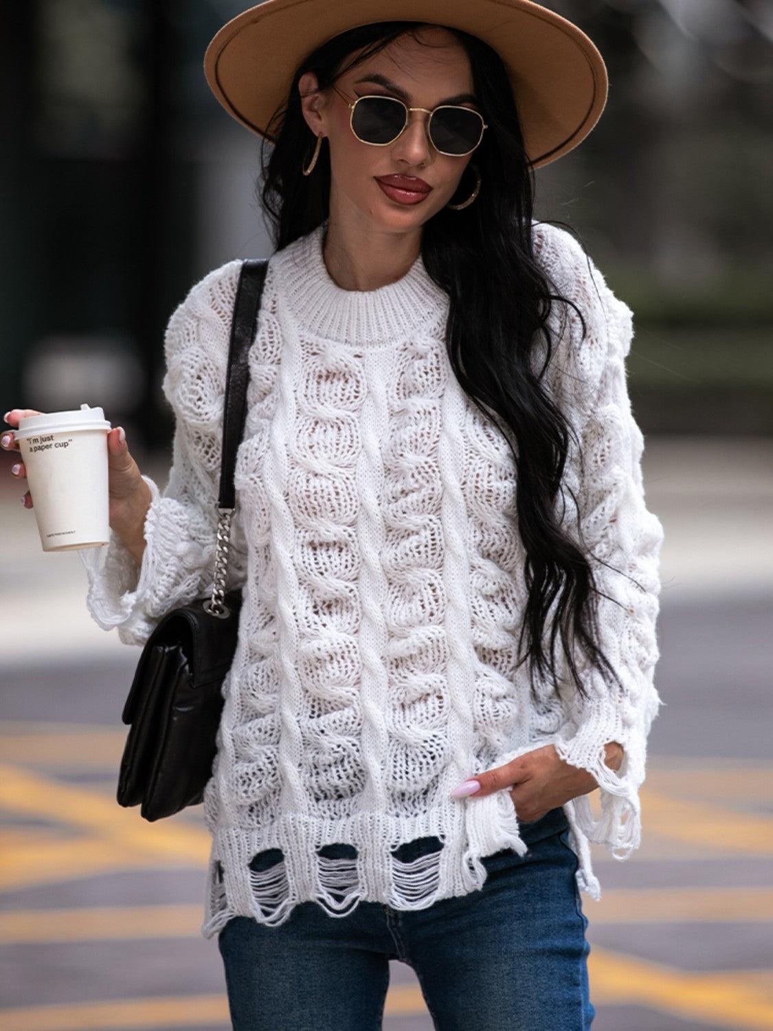Pull À Tricot Ouvert Avec Coupe Oversize Et Finitions Effilochées Pour Femmes | Idéal Pour Tenues Quotidiennes