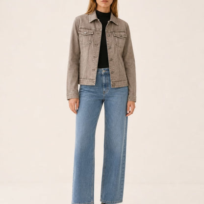 Veste à col chemise avec fermeture boutonnée pour femme | Idéale pour l’automne