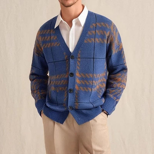 Cardigan à carreaux pour hommes