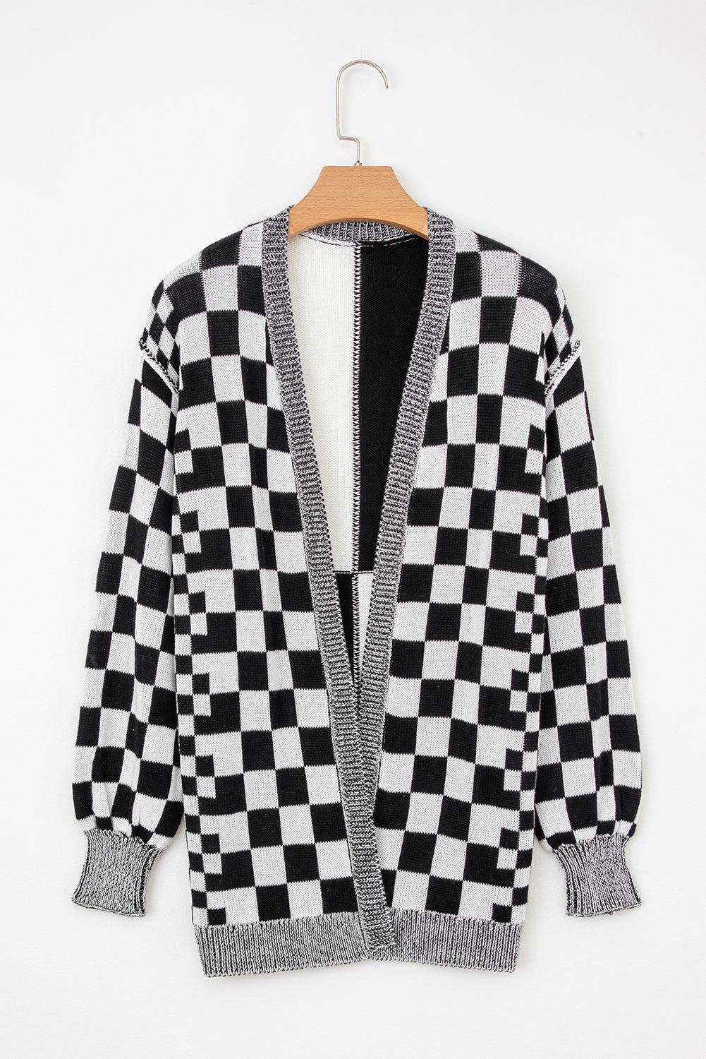 Cardigan à motif damier pour femmes