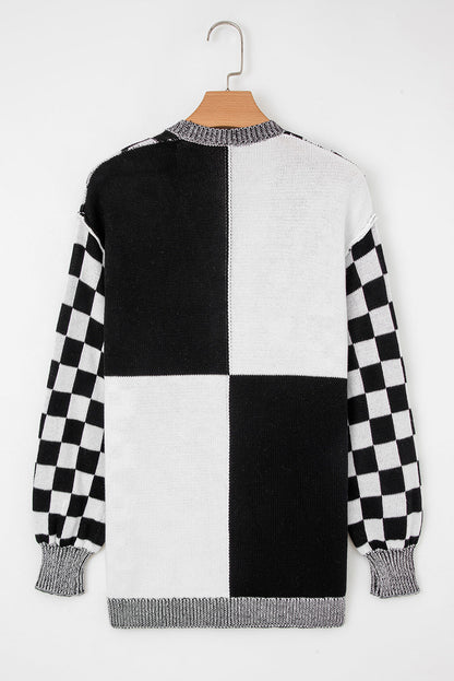 Cardigan à motif damier pour femmes