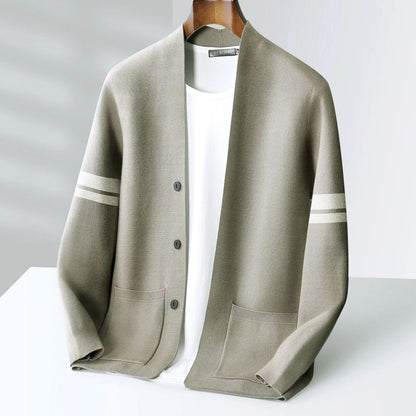 Cardigan à rayures et poches pour hommes