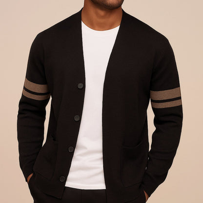 Cardigan à rayures et poches pour hommes