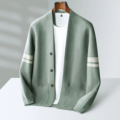 Cardigan à rayures et poches pour hommes