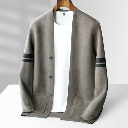 Cardigan à rayures et poches pour hommes