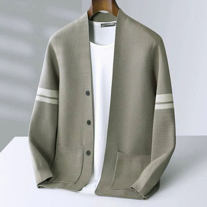 Cardigan à rayures et poches pour hommes
