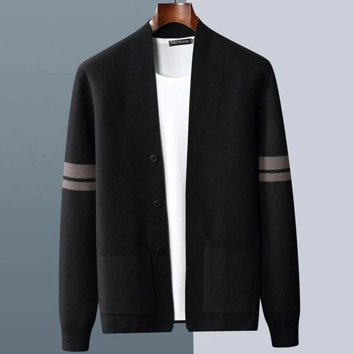Cardigan à rayures et poches pour hommes