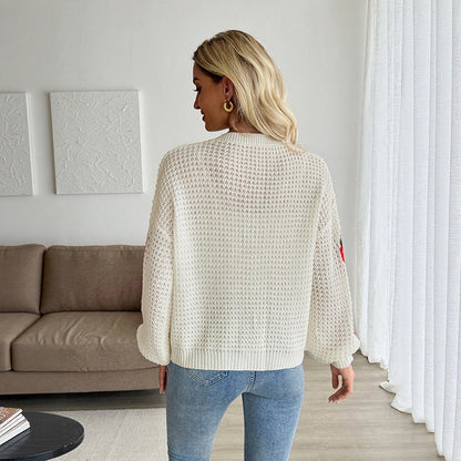 Cardigan court à motif fraises pour femmes
