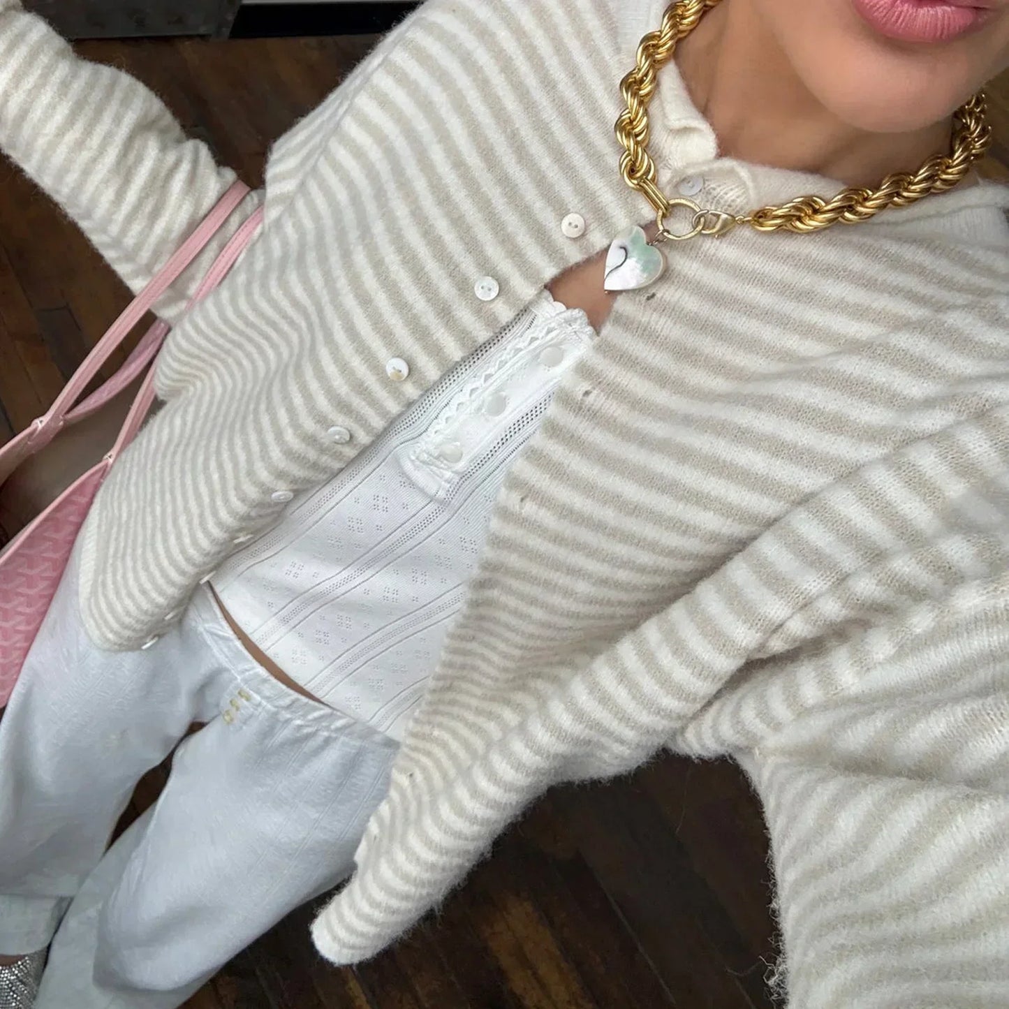 Cardigan rayé boutonné pour femmes