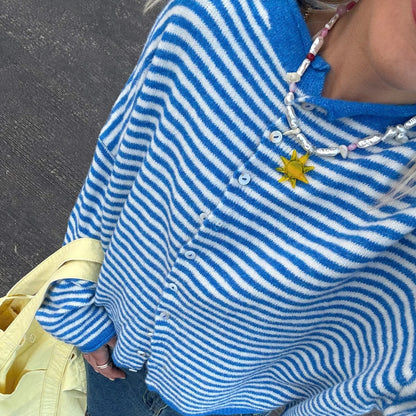 Cardigan rayé boutonné pour femmes