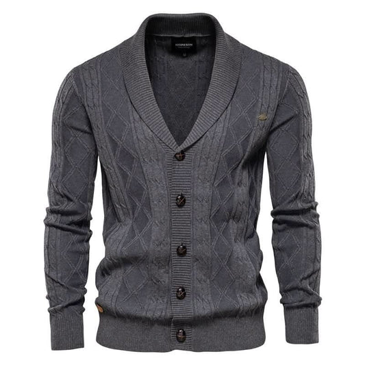 Gilet texturé à col châle pour hommes
