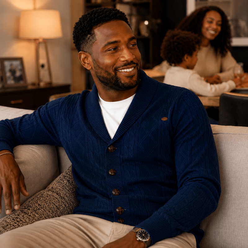 Gilet texturé à col châle pour hommes