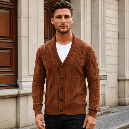 Gilet texturé à col châle pour hommes