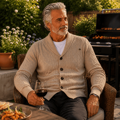 Gilet texturé à col châle pour hommes