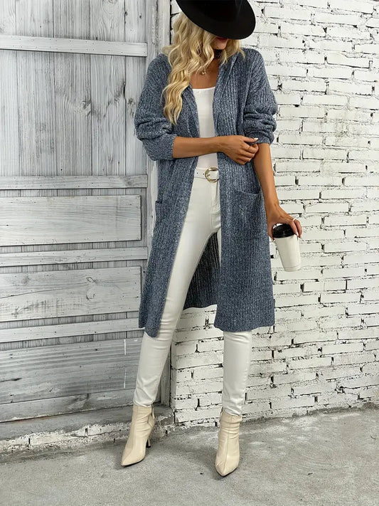 Cardigan long à capuche pour femmes
