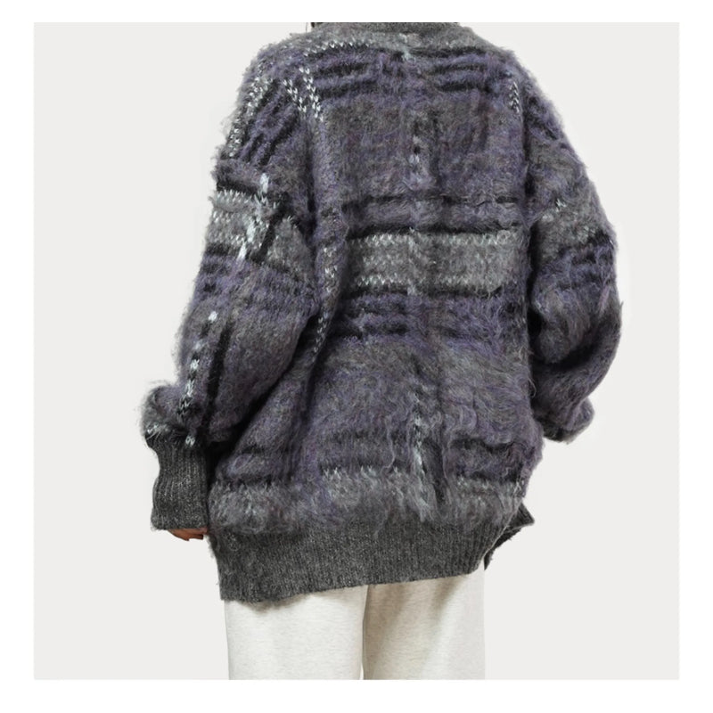 Cardigan zippé à col montant et motif multicolore pour femmes