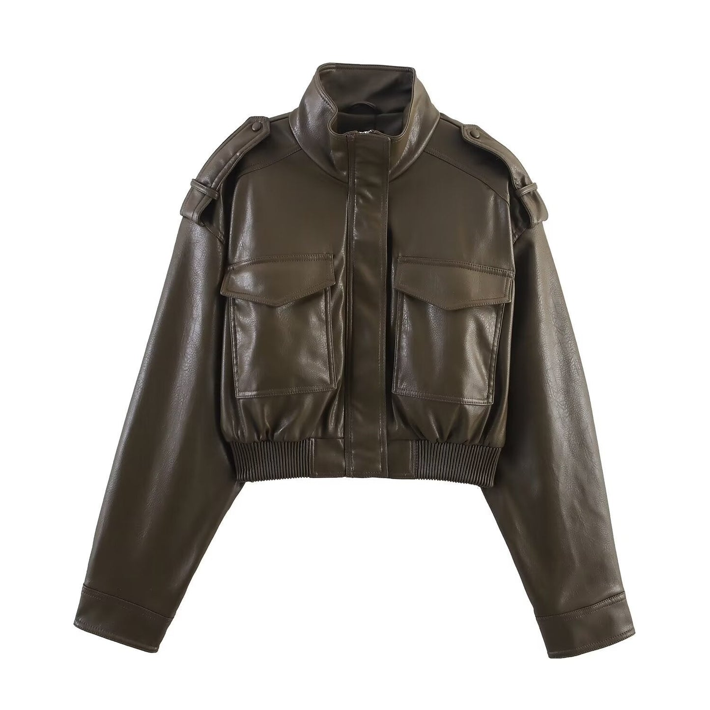 Blouson bomber à col montant et poches à rabat pour femme | Idéal pour l'automne