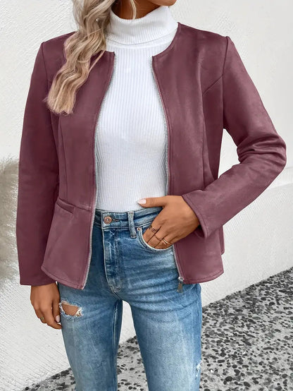 Veste Avec Fermeture Zippée Et Coupe Structurée Pour Femmes | Idéal Pour Les Saisons De Transition