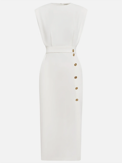 Robe Midi Sans Manches Avec Boutons Pour Femme | Idéale Pour Usage Quotidien Et Occasions