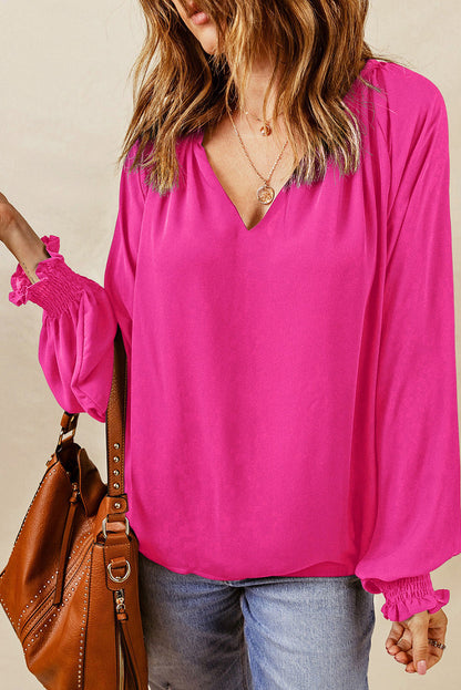 Blouse à Col Ouvert avec Manches Ballon pour Femme | Idéale pour Usage Quotidien et Sorties