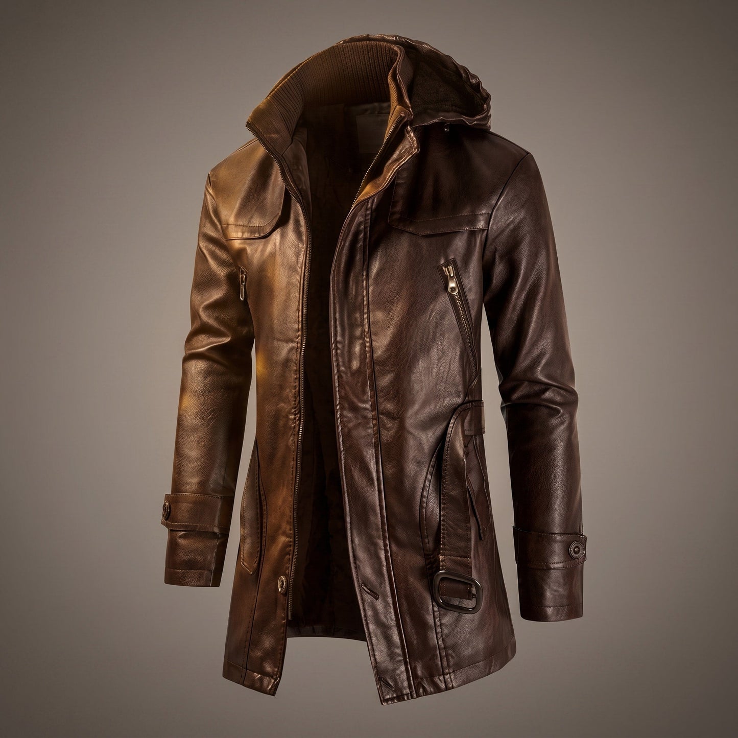 Veste mi-longue à capuche pour homme