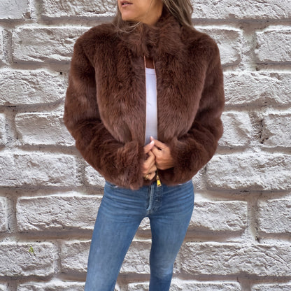 Veste courte à col montant et fermeture zippée pour femme | Idéal pour l’automne