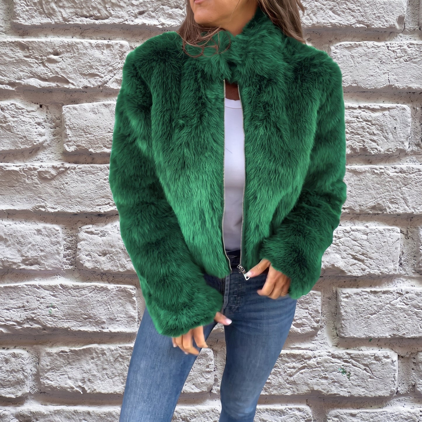 Veste courte à col montant et fermeture zippée pour femme | Idéal pour l’automne