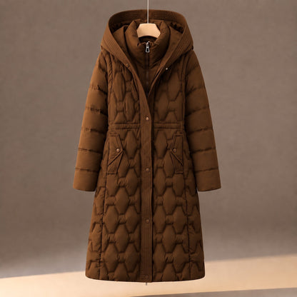 Manteau long à capuche matelassée pour femmes