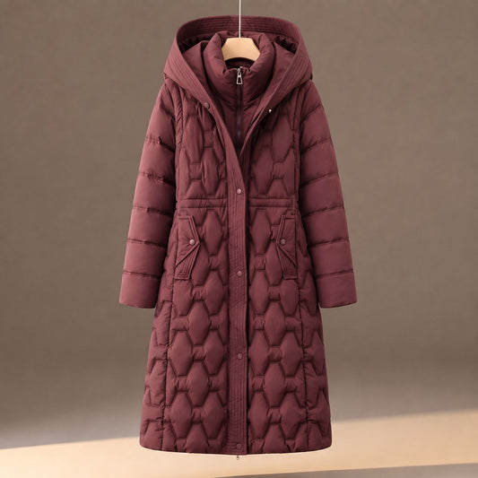 Manteau long à capuche matelassée pour femmes
