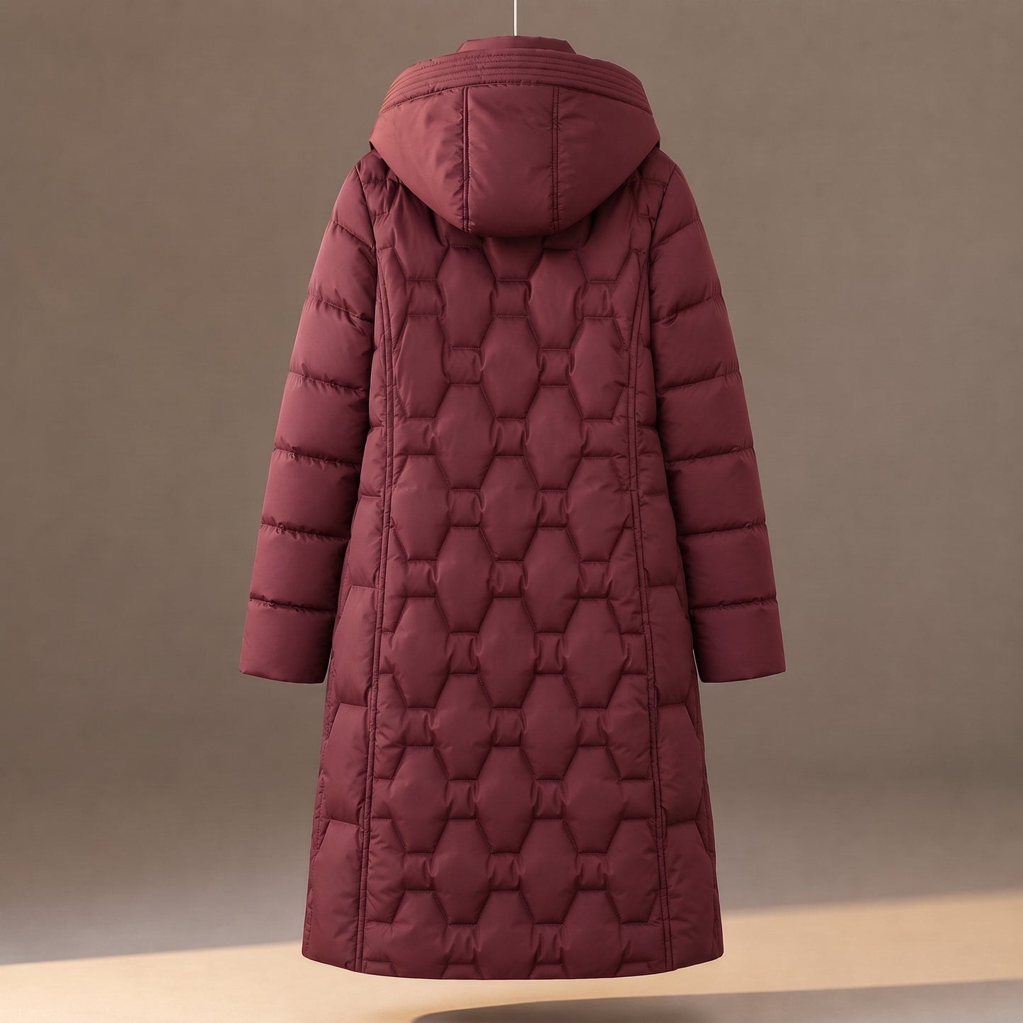 Manteau long à capuche matelassée pour femmes