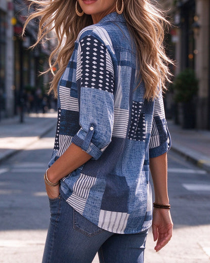 Chemise à imprimé patchwork pour femmes