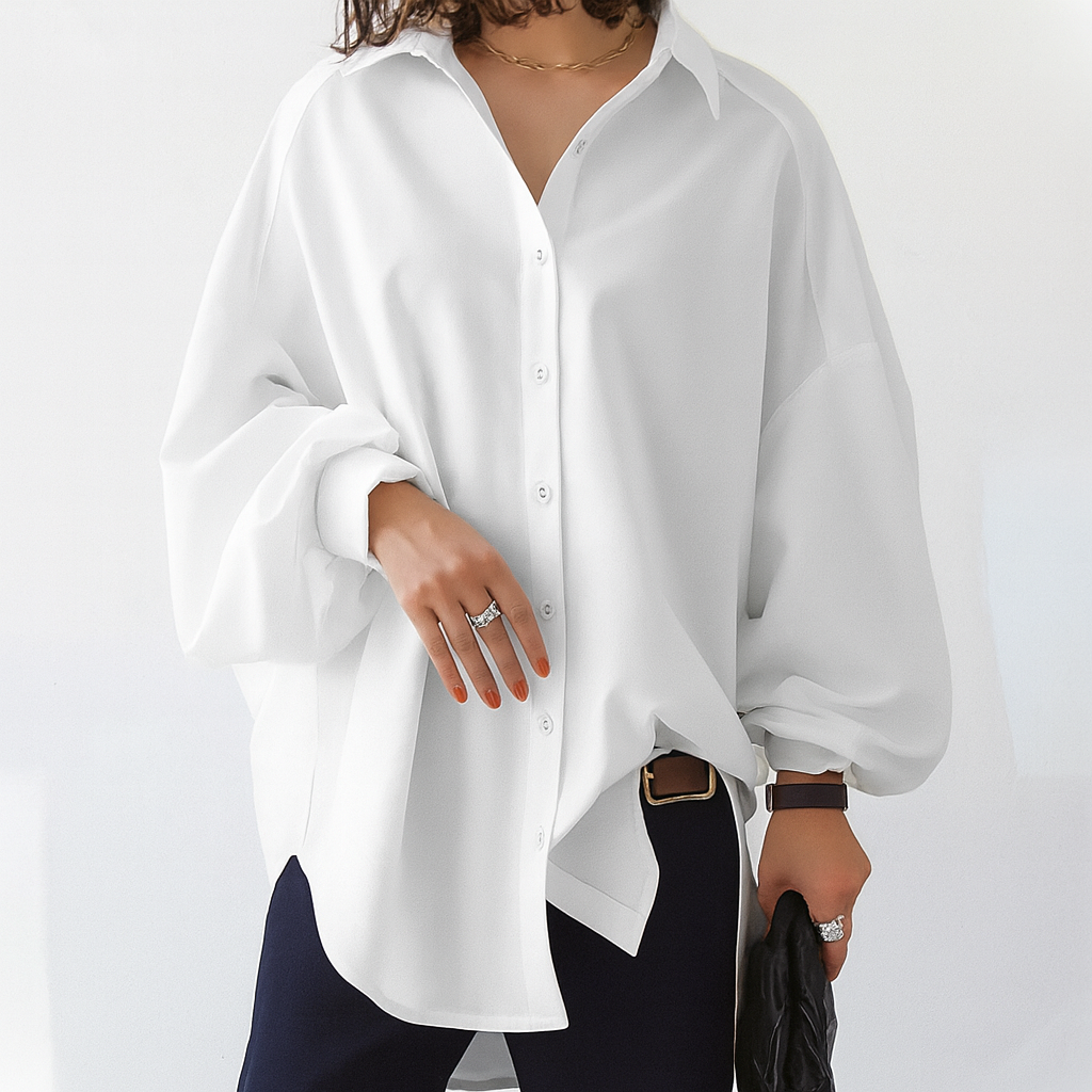 Chemise boutonnée à manches bouffantes pour femmes