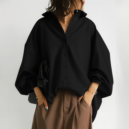 Chemise boutonnée à manches bouffantes pour femmes