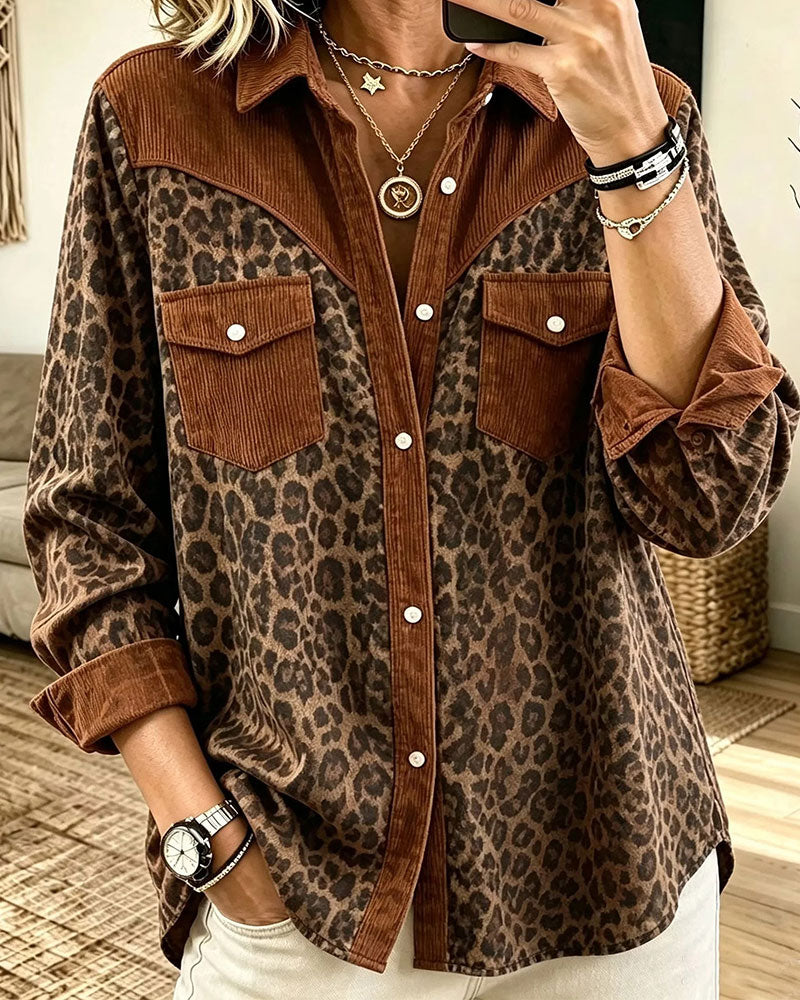 Chemise à imprimé léopard pour femmes