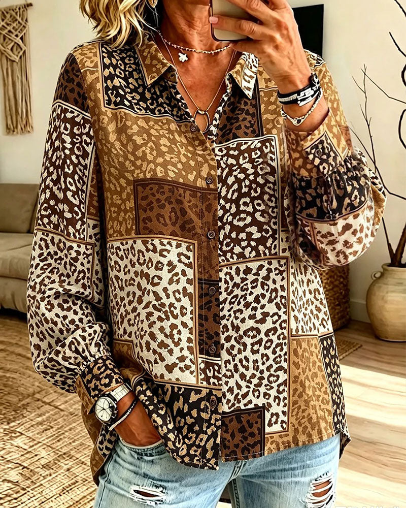 Chemise imprimée léopard pour femmes