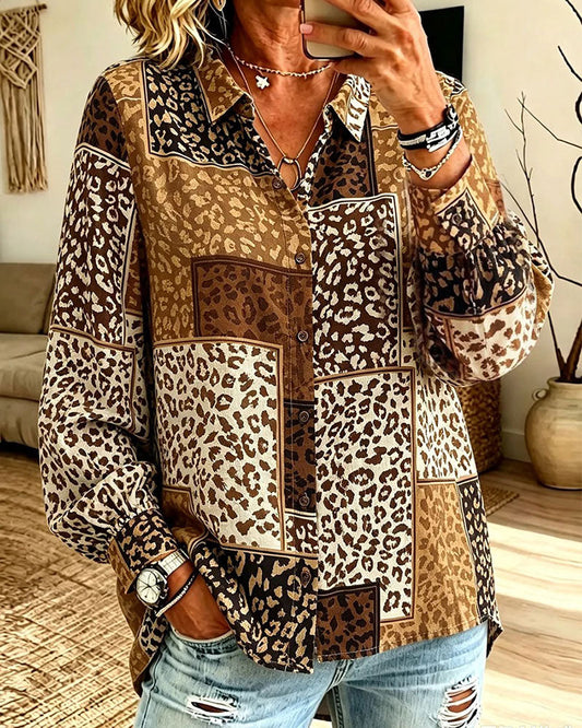 Chemise imprimée léopard pour femmes